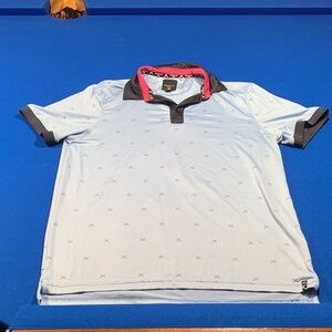 Light Blue Polo Shirt with Black and Red Details
